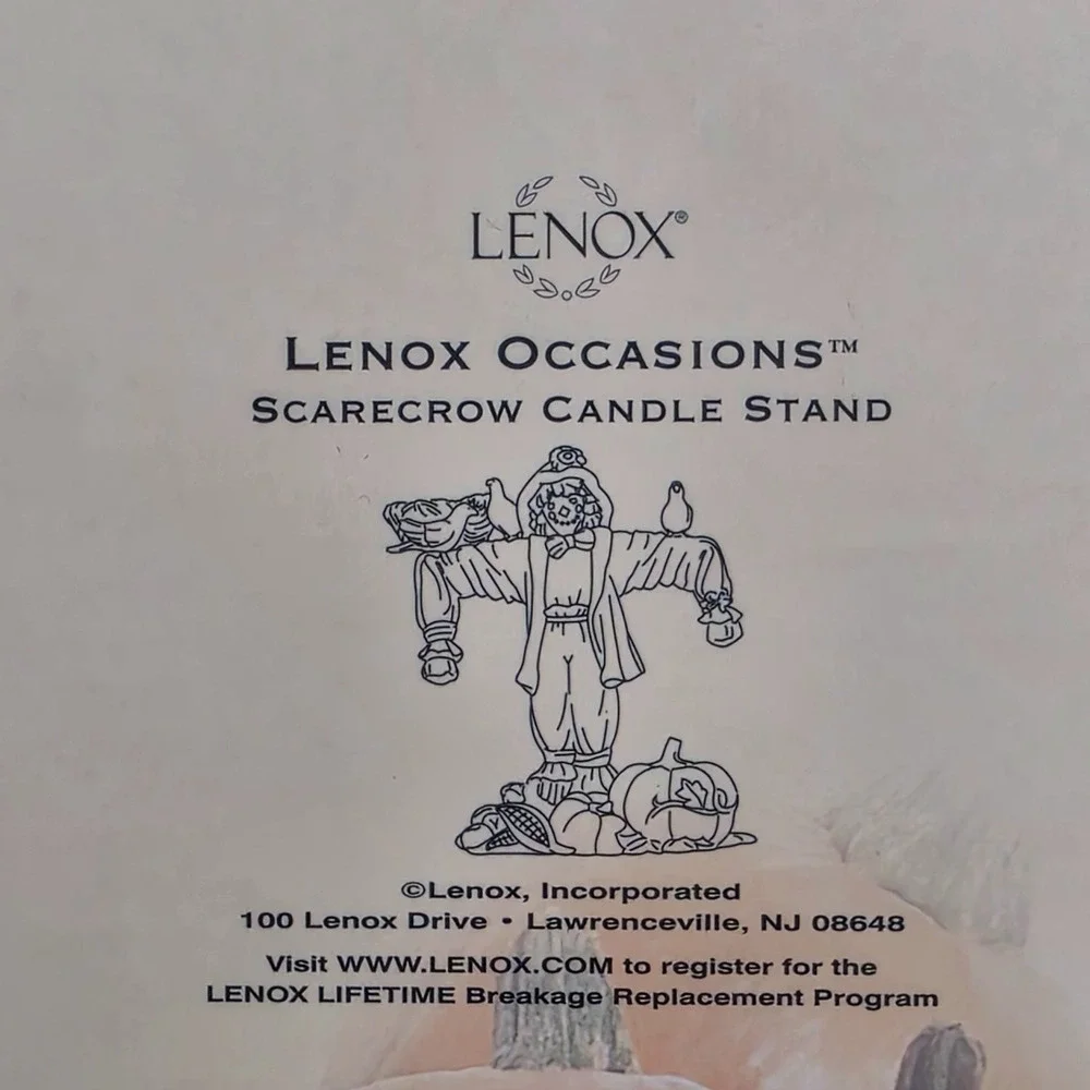 Lenox Occasions Scarecrow Candle Stand Porcelain Set of 2 New in Original Boxes
